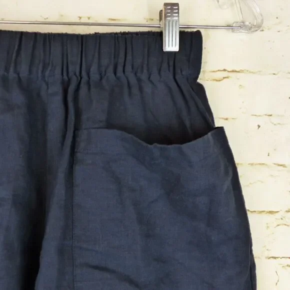 Sundays by We are Sundays Shorts Women S Blue High Rise Linen Utility Pocket NWT